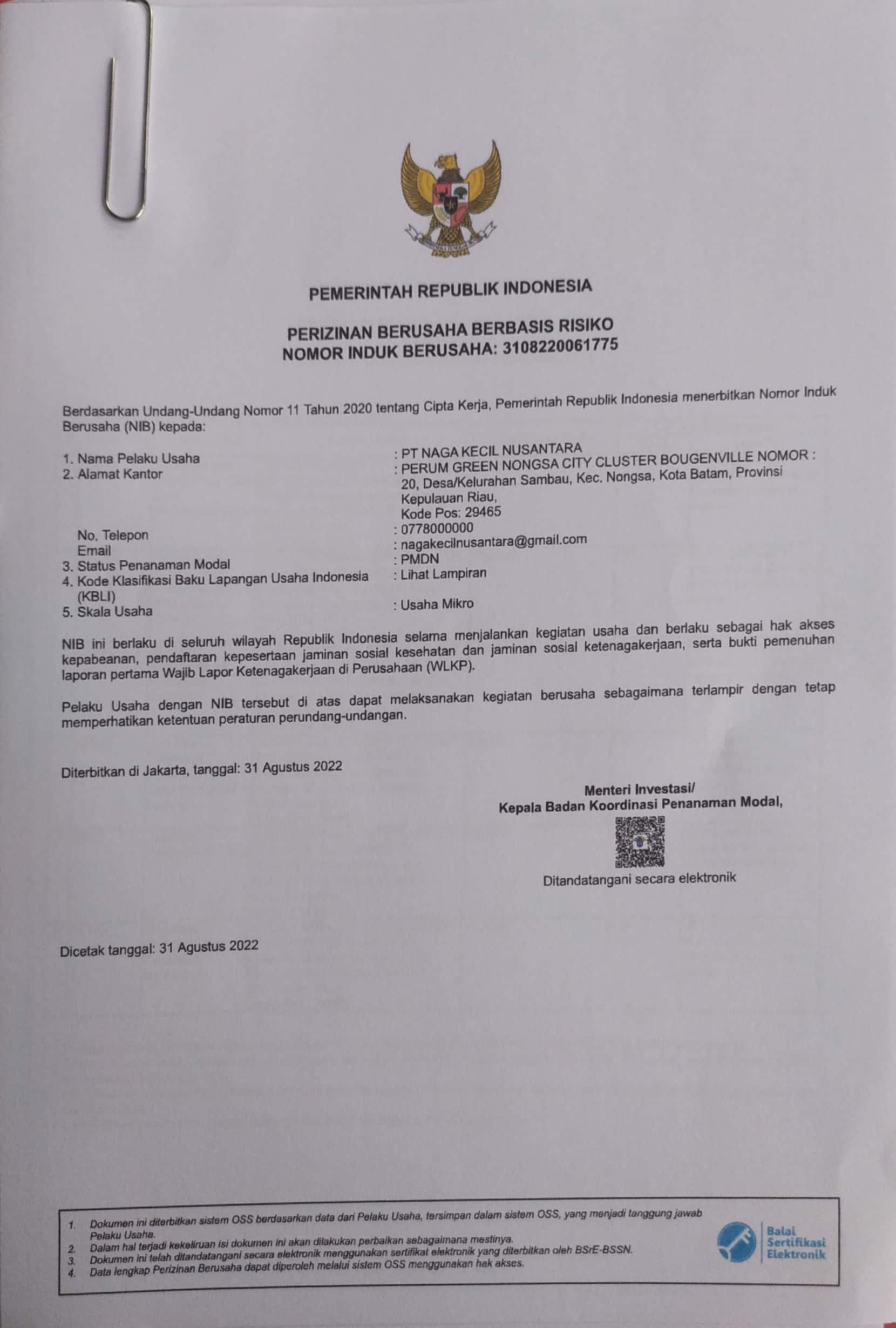 Nomor Induk Berusaha